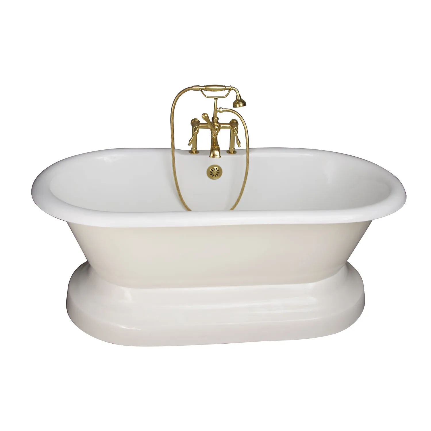 Duet 67" Cast Iron Double Roll Top Tub Kit-Polished Brass Accessories