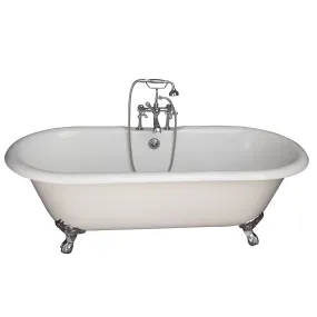 Duet 67" Cast Iron Double Roll Top Tub Kit-Polished Chrome Accessories
