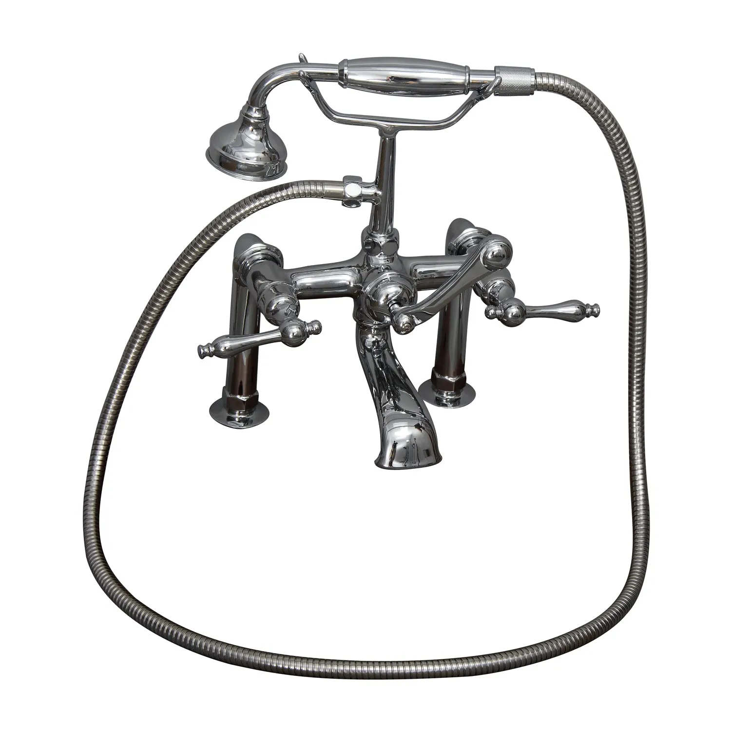 Duet 67" Cast Iron Double Roll Top Tub Kit-Polished Chrome Accessories