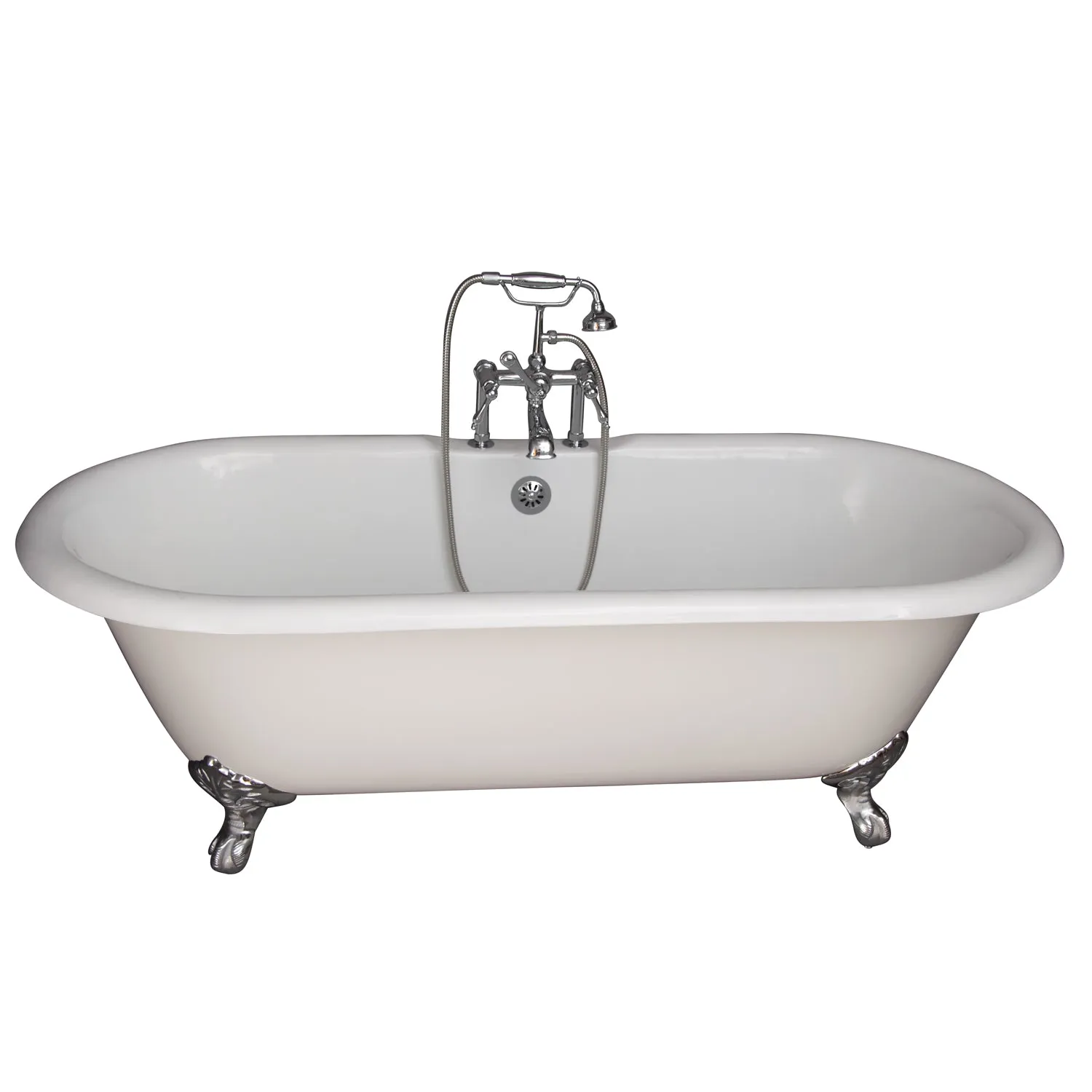 Duet 67" Cast Iron Double Roll Top Tub Kit-Polished Chrome Accessories