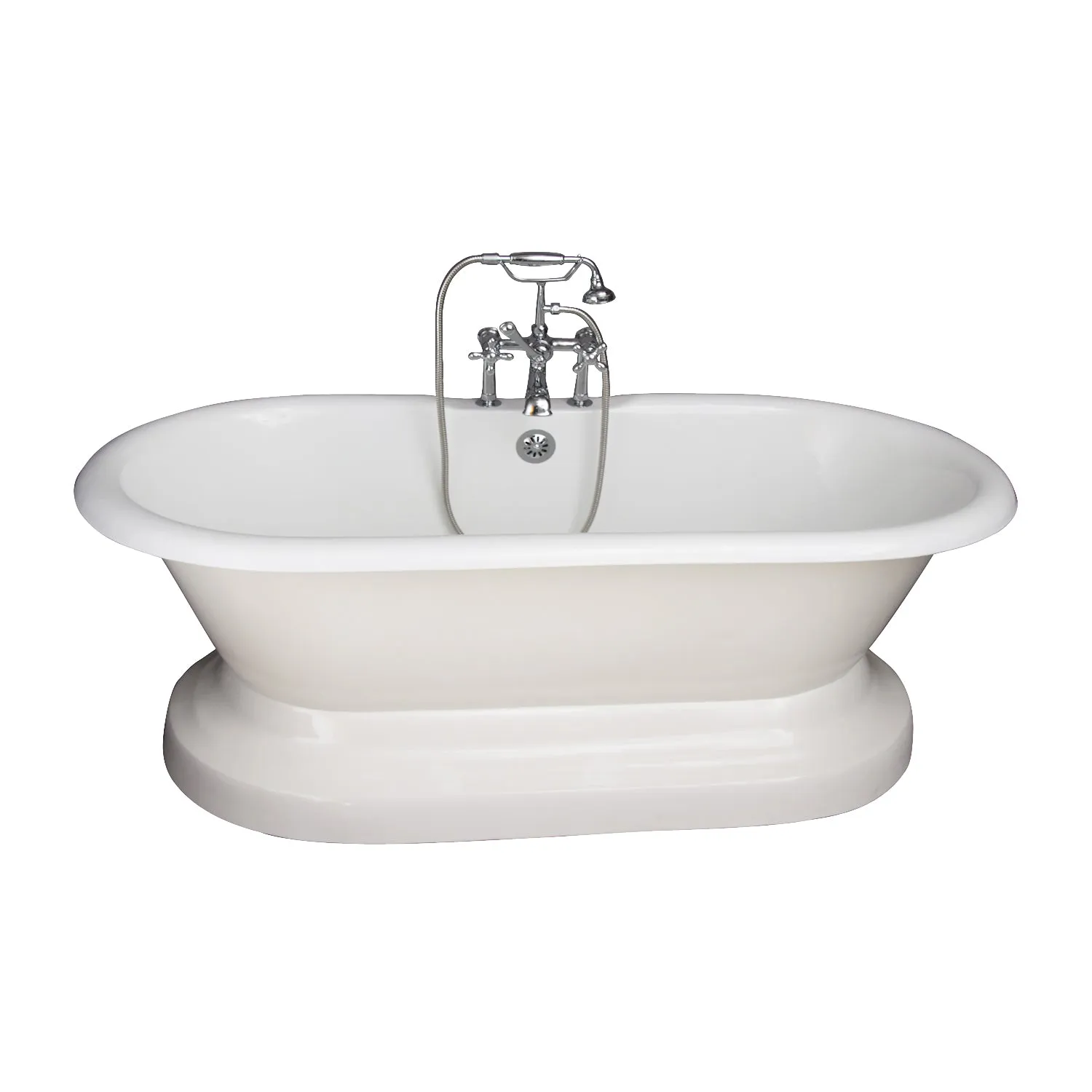 Duet 67" Cast Iron Double Roll Top Tub Kit-Polished Chrome Accessories