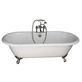 Duet 67" Cast Iron Double Roll Top Tub Kit-Polished Nickel Accessories