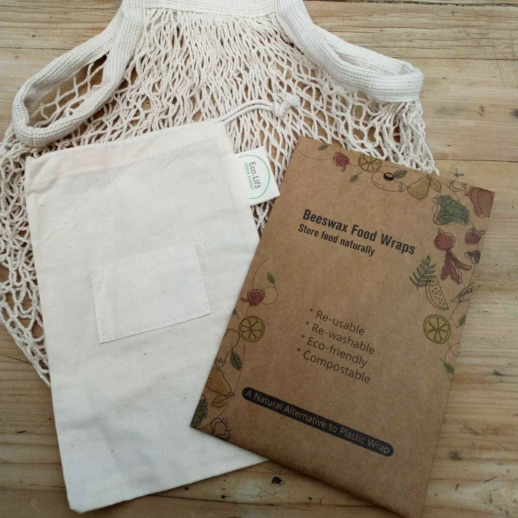 Ecolif3 - Organic Beeswax Food Wrap and Bags Storage Kit - Plastic Free