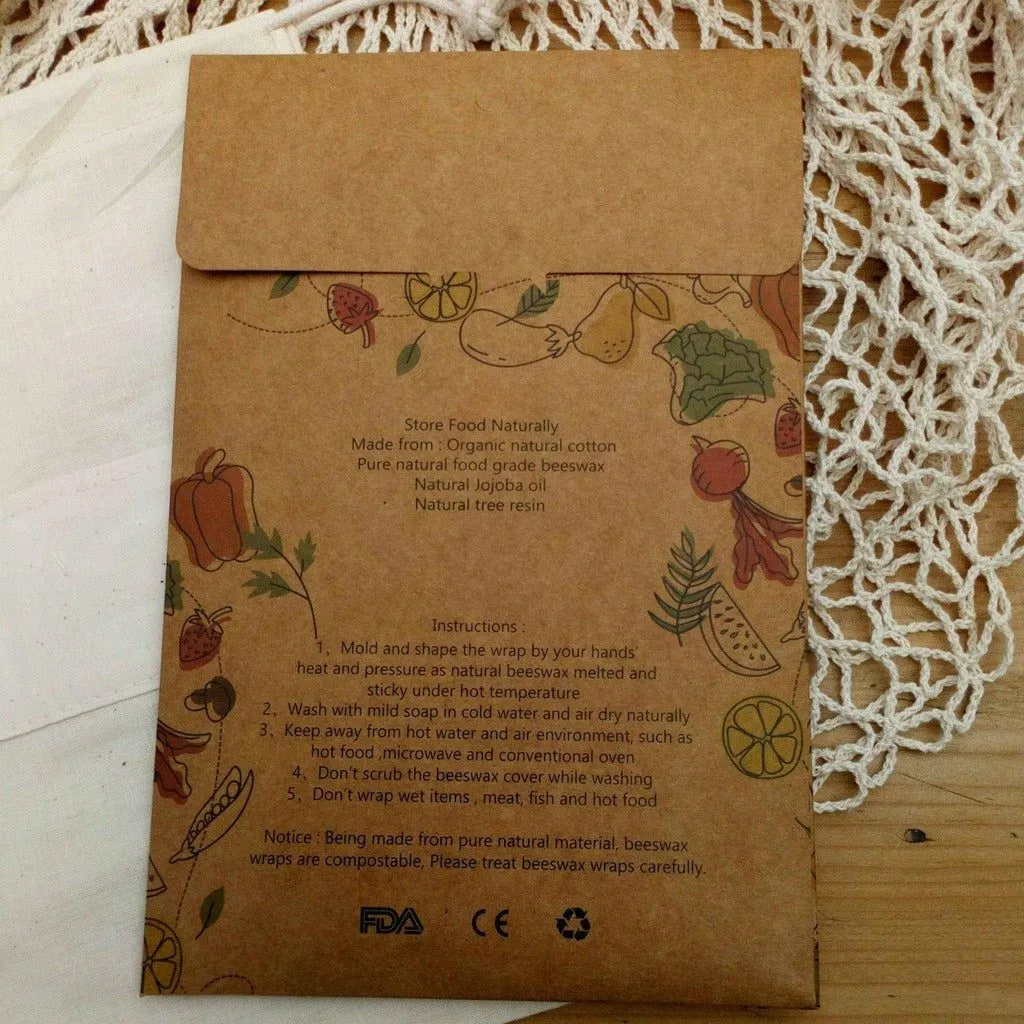 Ecolif3 - Organic Beeswax Food Wrap and Bags Storage Kit - Plastic Free