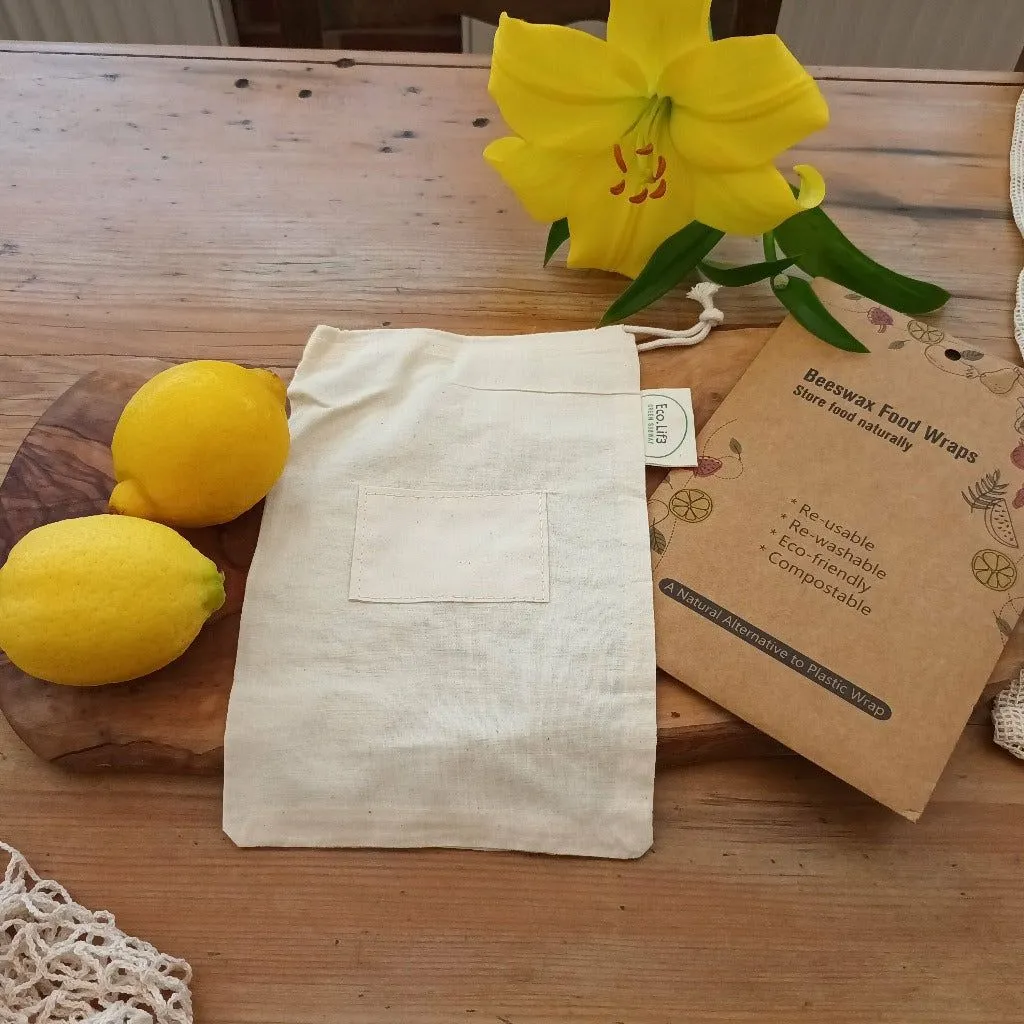 Ecolif3 - Organic Beeswax Food Wrap and Bags Storage Kit - Plastic Free