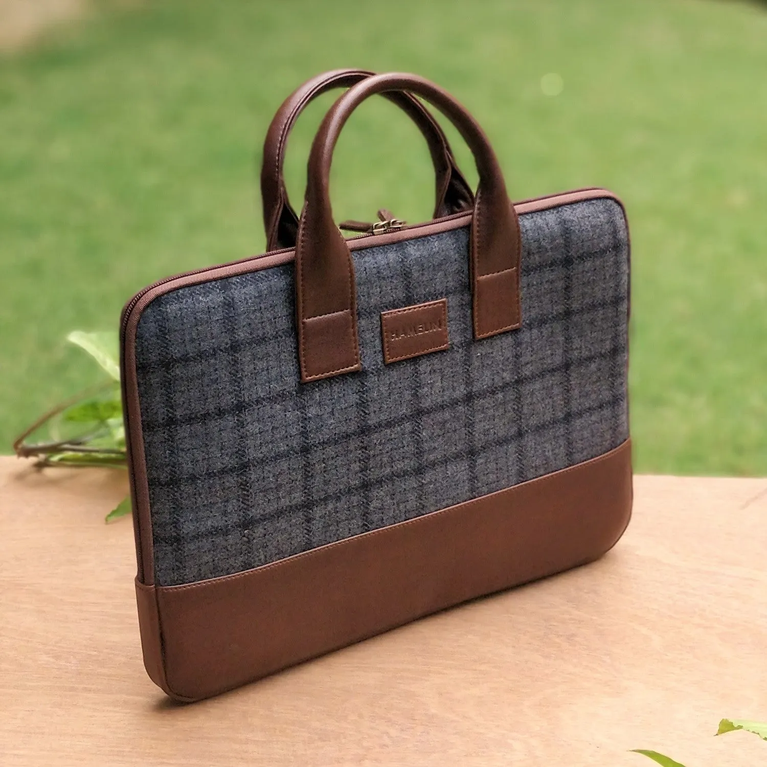 Elon Laptop Sleeve - Grey Overcheck Twill