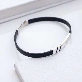 Ethereal Allure Rhodium-Plated 925 Sterling Silver Bracelet for Him