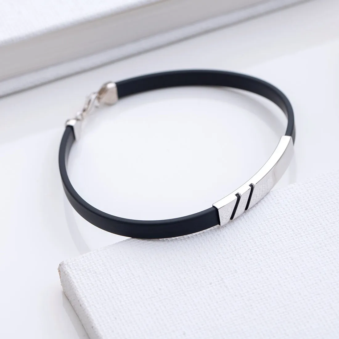 Ethereal Allure Rhodium-Plated 925 Sterling Silver Bracelet for Him