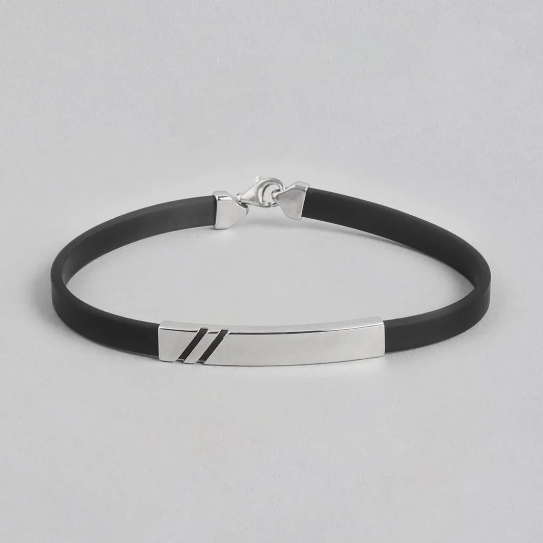 Ethereal Allure Rhodium-Plated 925 Sterling Silver Bracelet for Him