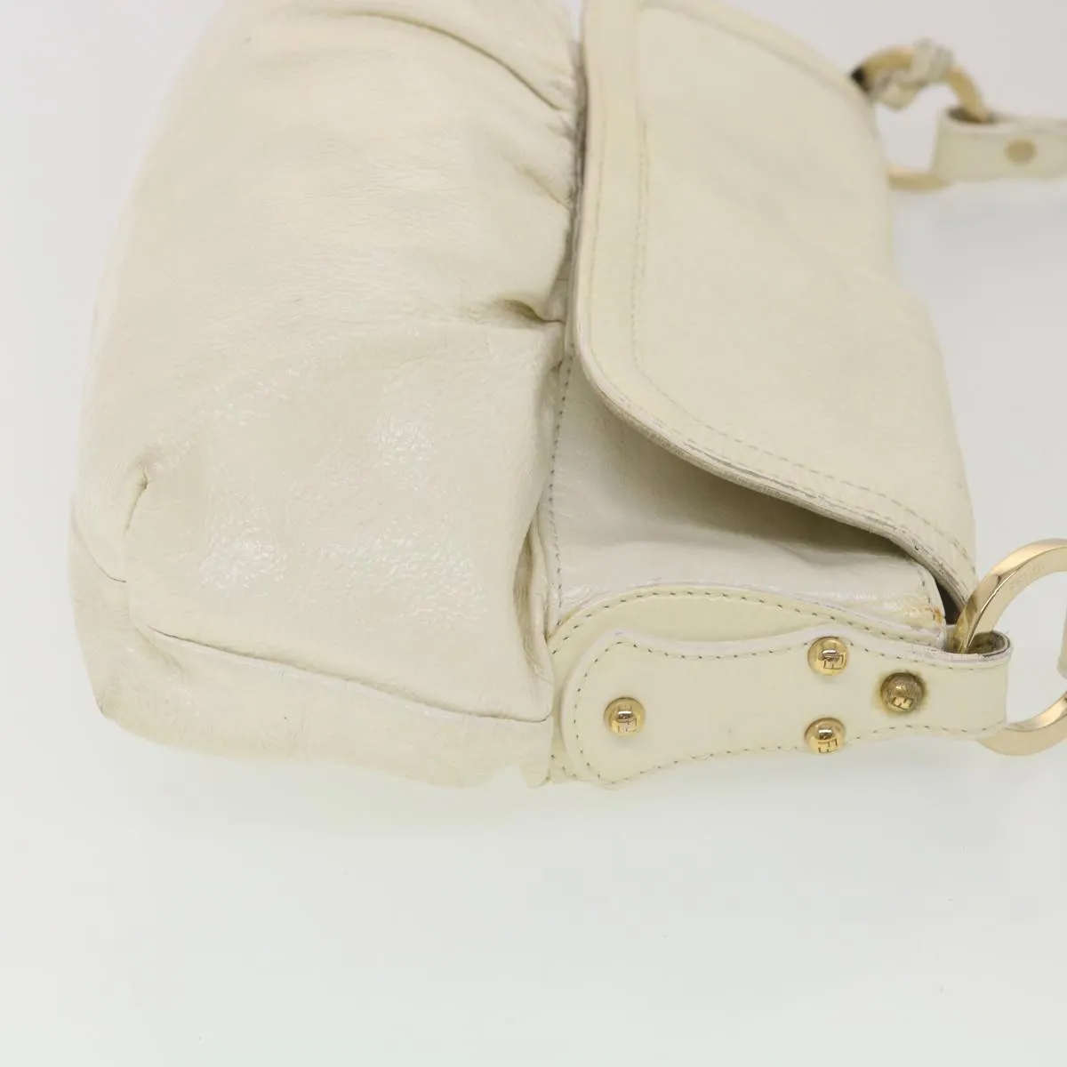 FENDI Shoulder Bag Leather White  rd4343