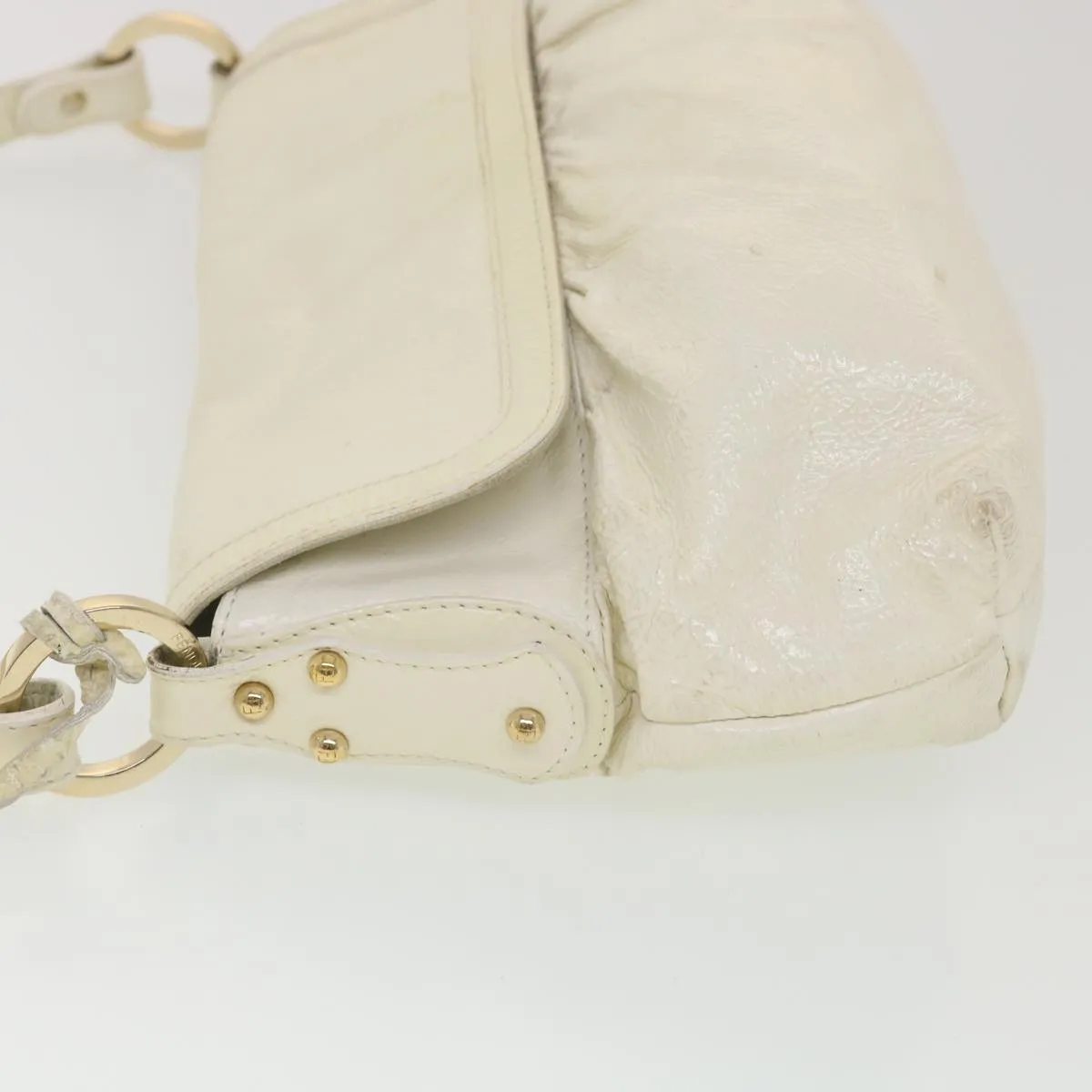 FENDI Shoulder Bag Leather White  rd4343