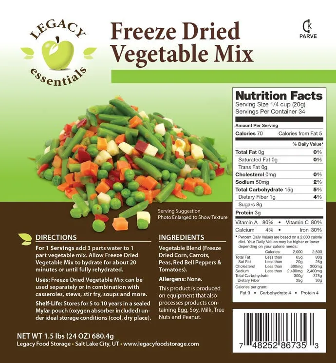 Freeze Dried Vegetable Mix