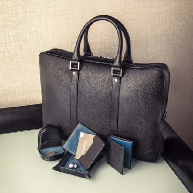 Gainsborough Leather 15" Laptop Bag - Black With Silver