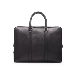 Gainsborough Leather 15" Laptop Bag - Black With Silver
