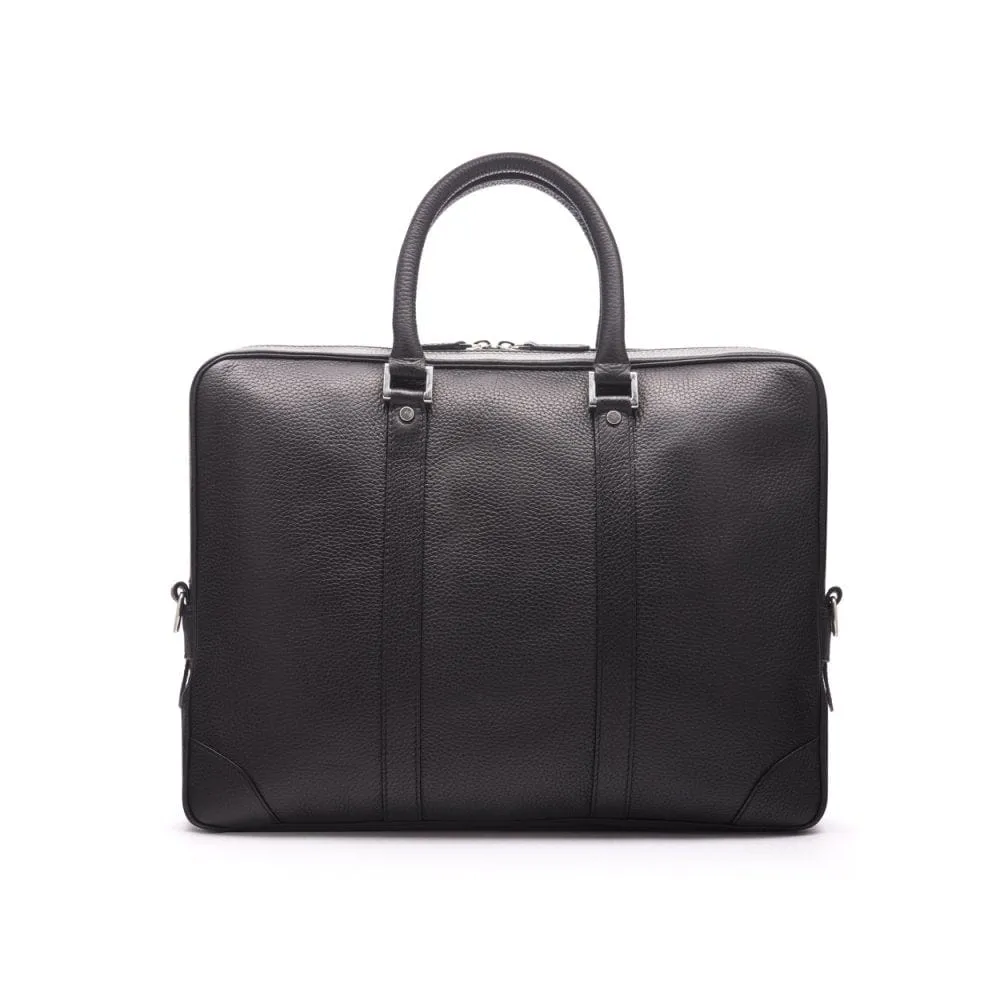 Gainsborough Leather 15" Laptop Bag - Black With Silver