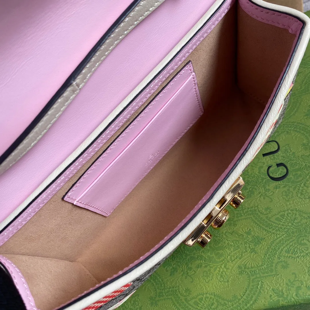 gg Padlock Strawberry Mini Bag Beige For Women, Women&#8217;s Bags 7in/18cm gg