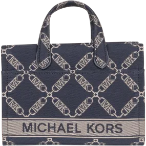 Gigi Small Empire Logo Jacquard Messenger Bag - Navy/Multi