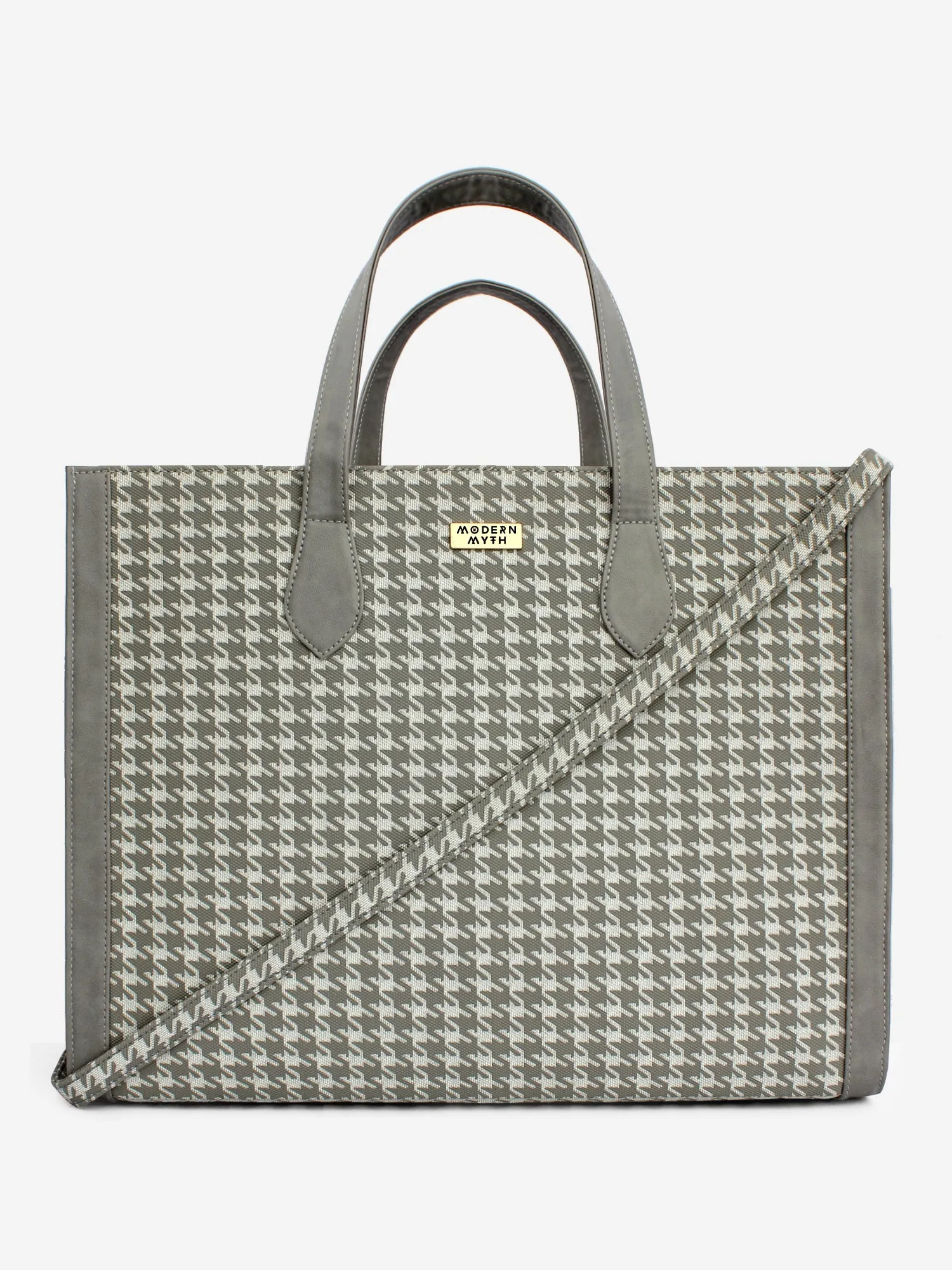 Grey & White Houndstooth Cosmic Tote | Modern Myth
