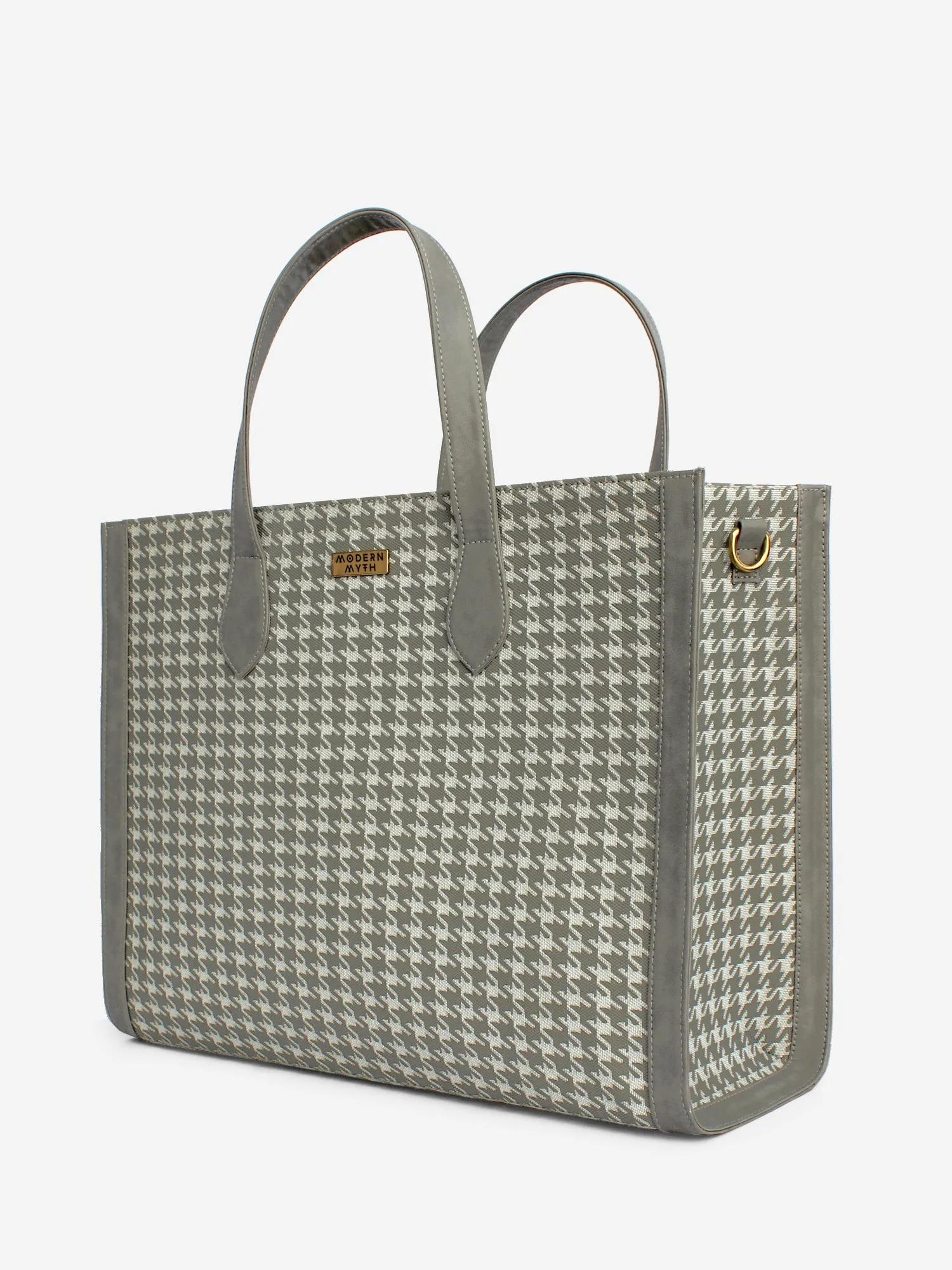 Grey & White Houndstooth Cosmic Tote | Modern Myth