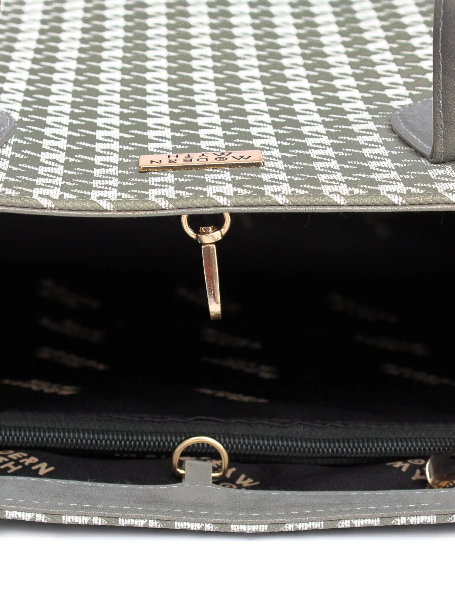 Grey & White Houndstooth Cosmic Tote | Modern Myth