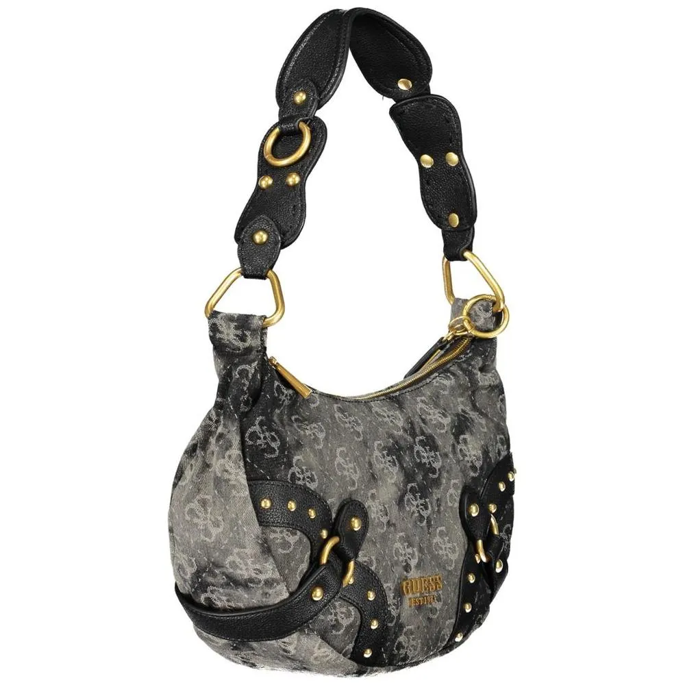 Guess Jeans Grey and Black Polyester Handbag