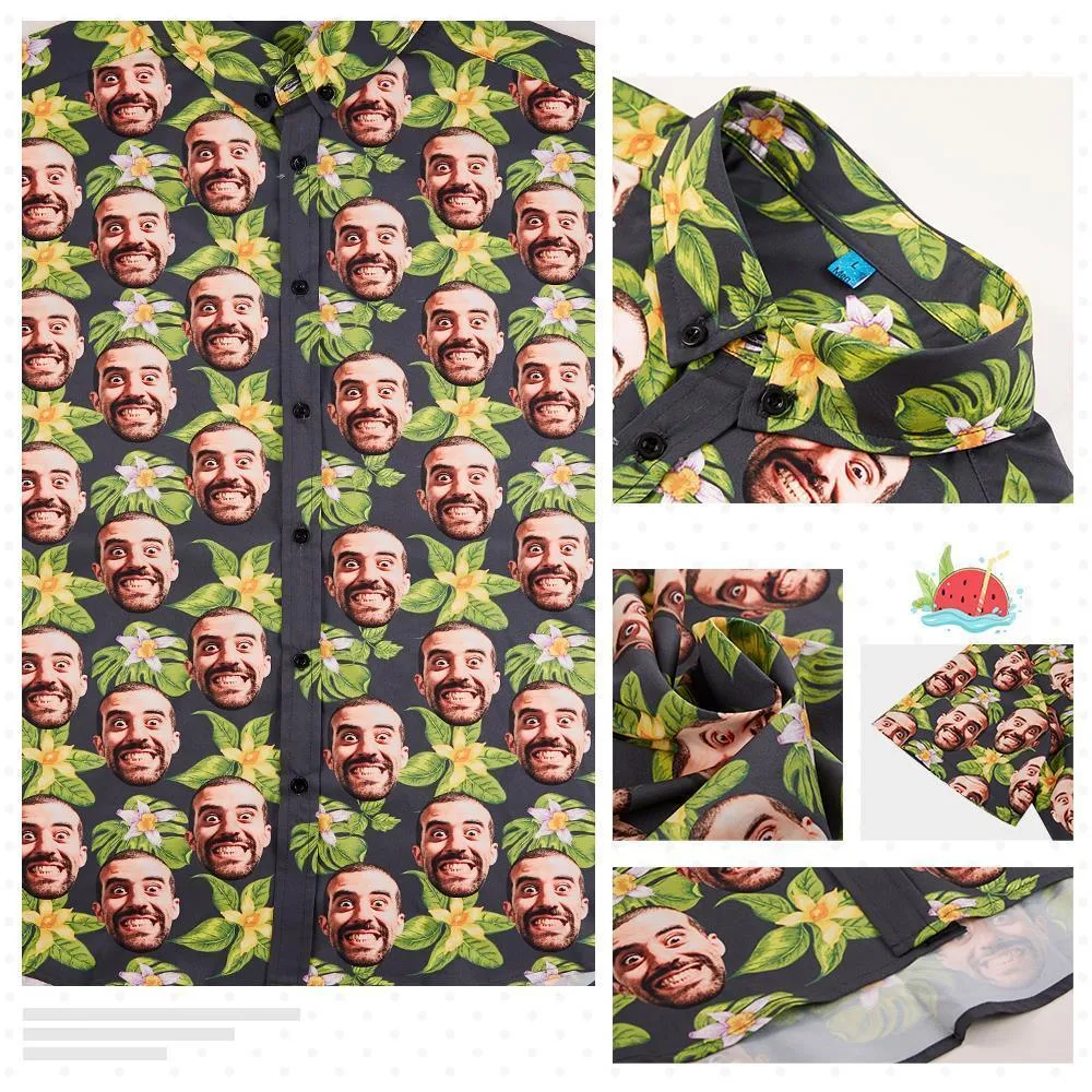 Hawaiian Shirt Gifts for Husband Personalised Face Shirts Men's Beach Wearing