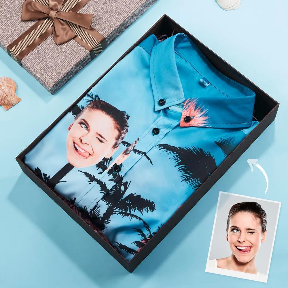 Hawaiian Shirt Gifts for Husband Personalised Face Shirts Men's Beach Wearing