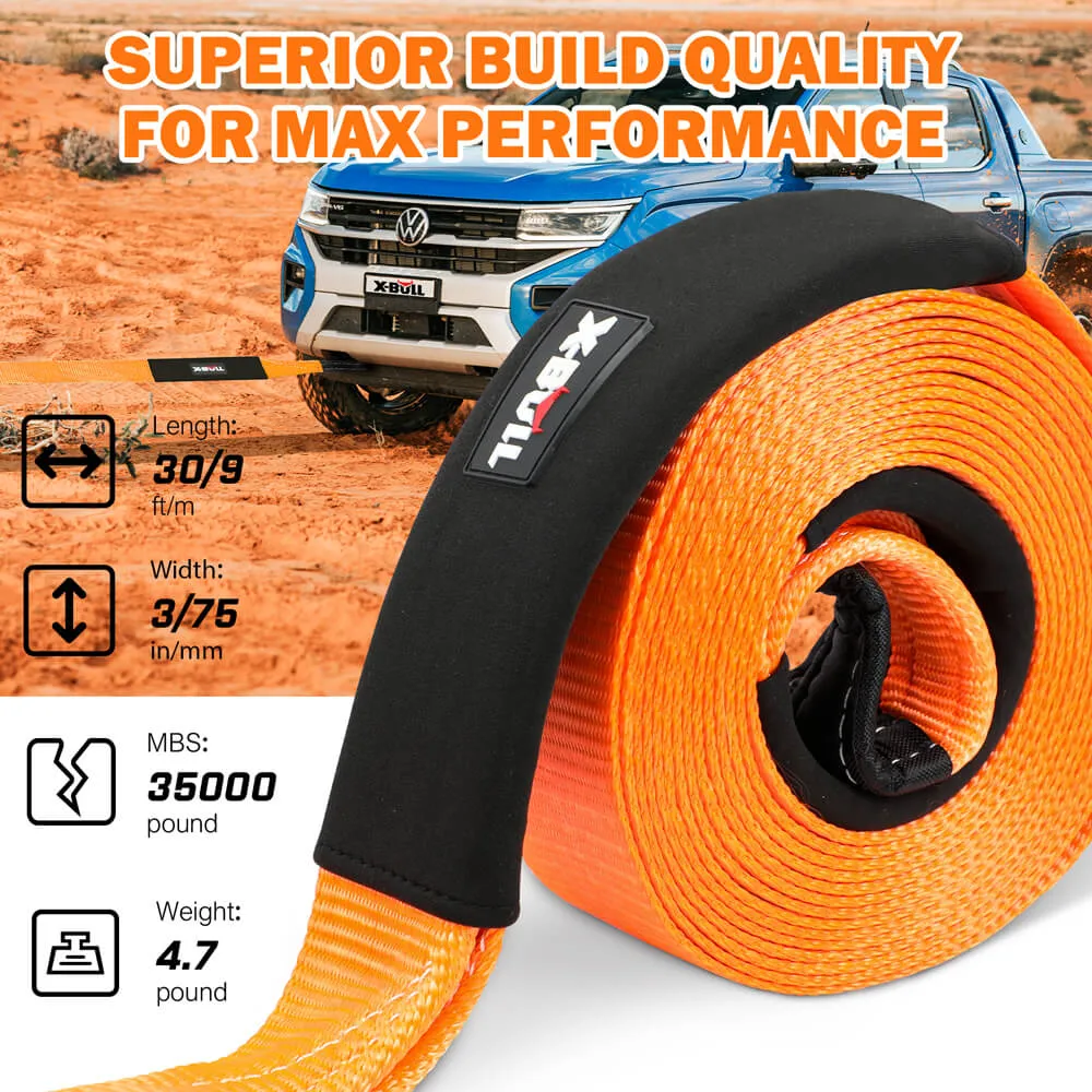 Heavy-Duty 4WD Recovery Kit, Snatch Strap, Soft Shackles - X-BULL