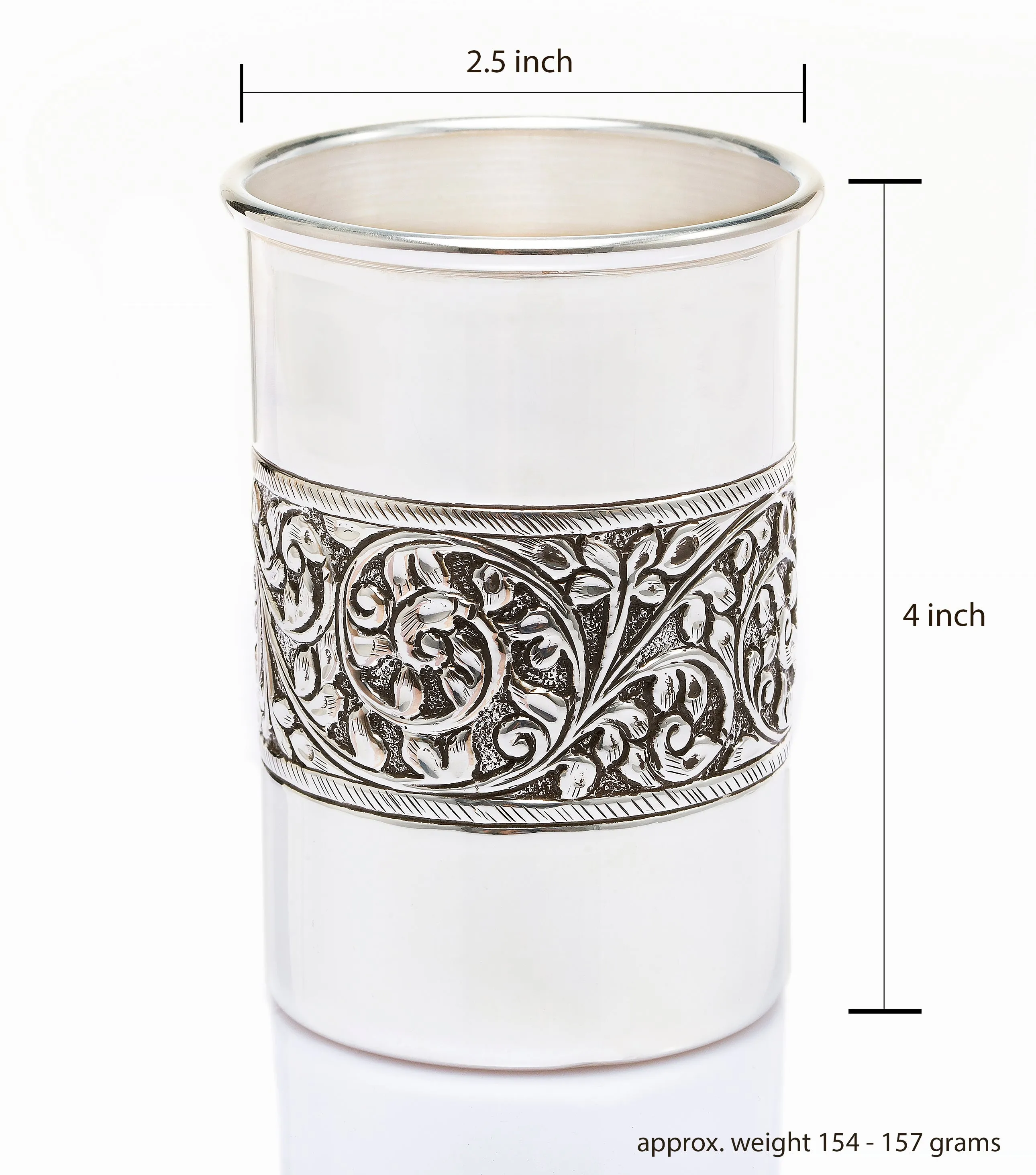 iJuels pure silver hand carved straight glass 92.5% bis hallmarked and certifed.