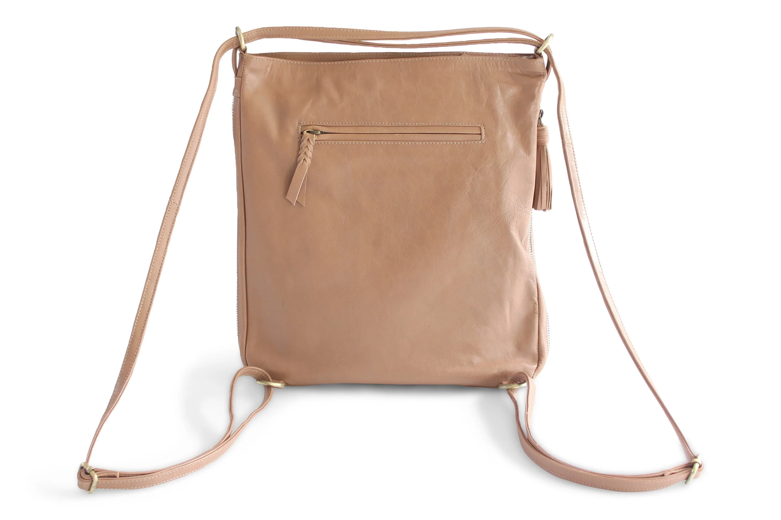 ISABEL LEATHER BACKPACK IN NUDE