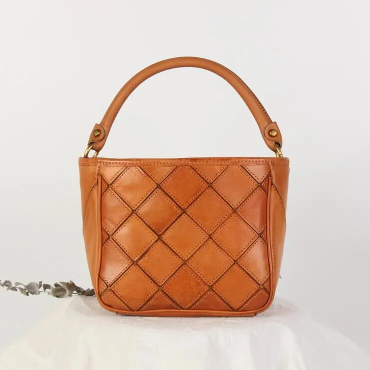 Ladies Green Leather Drawstring Crossbody Bucket Bag Side Bags For Women