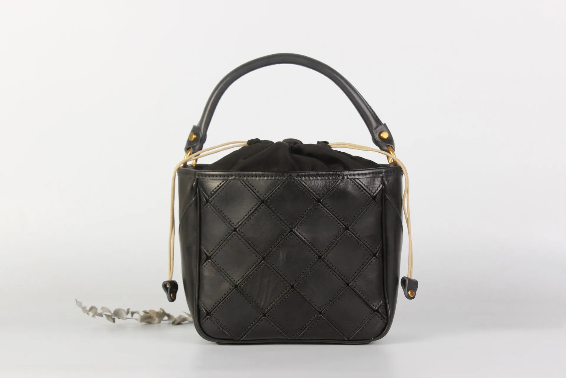 Ladies Green Leather Drawstring Crossbody Bucket Bag Side Bags For Women