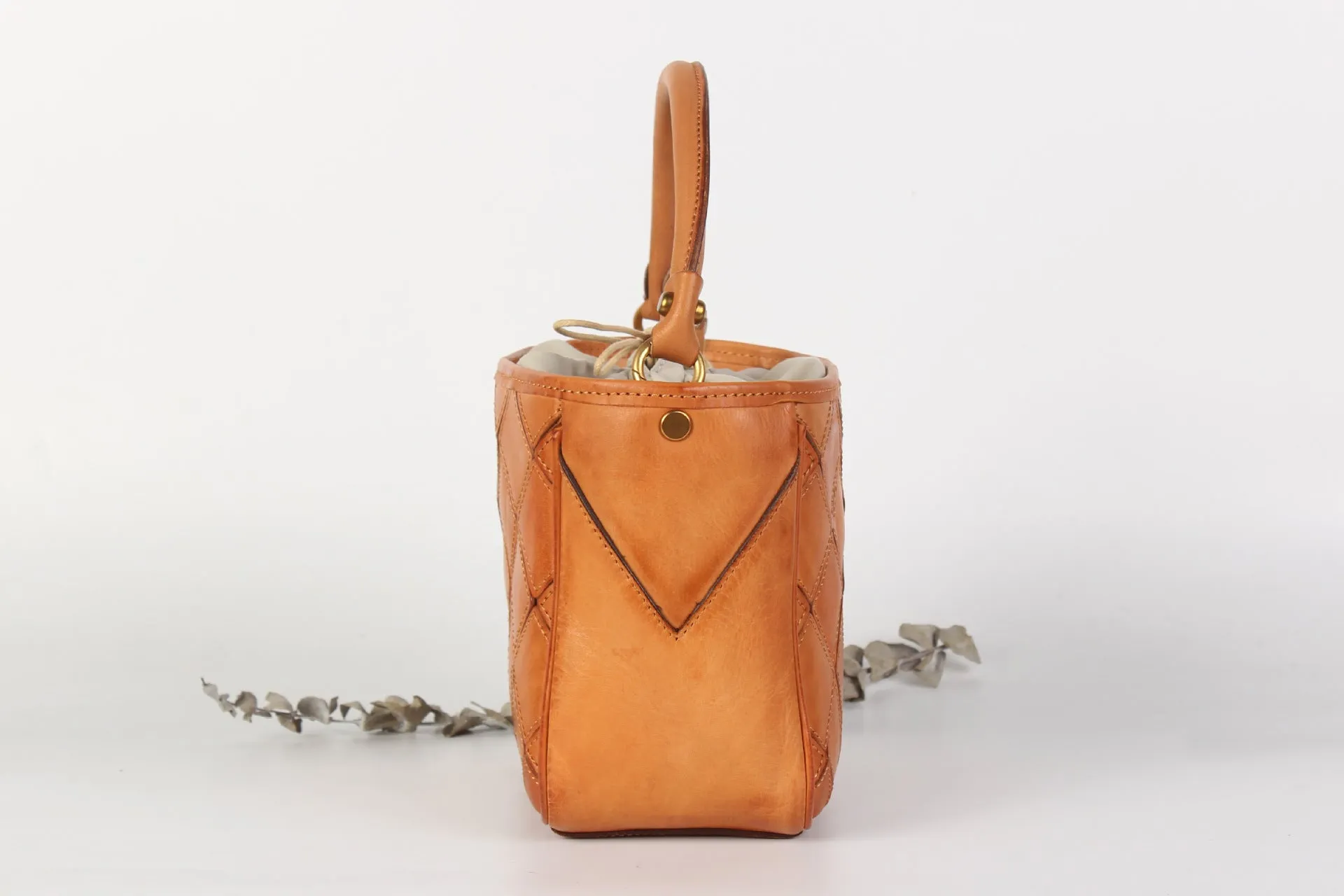 Ladies Green Leather Drawstring Crossbody Bucket Bag Side Bags For Women