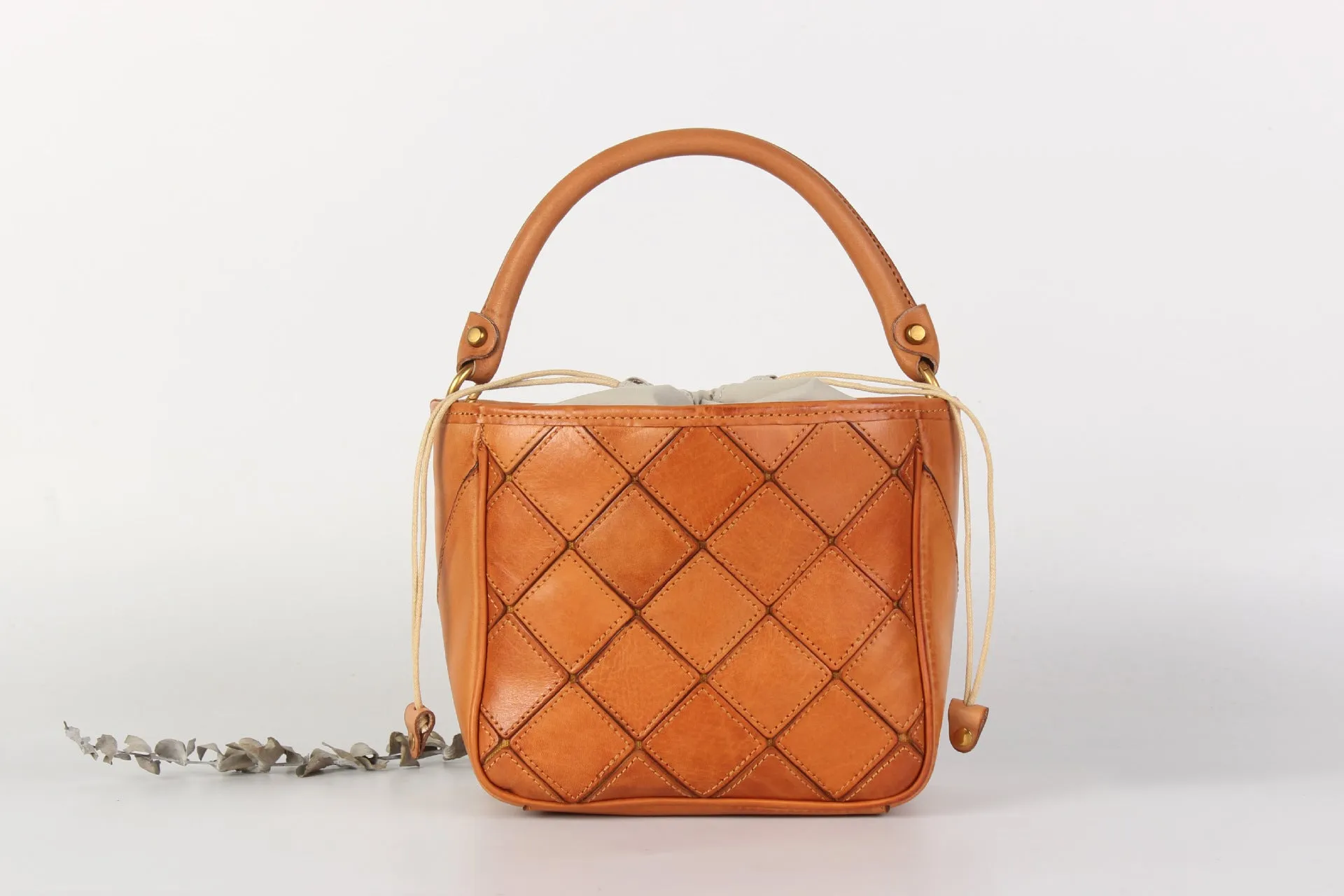 Ladies Green Leather Drawstring Crossbody Bucket Bag Side Bags For Women