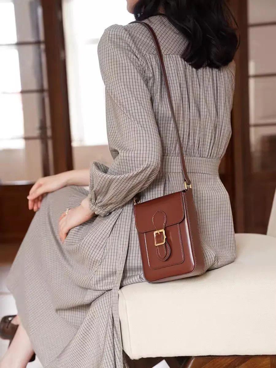 Ladies Mini Crossbody Phone Bags White Leather Shoulder Purse