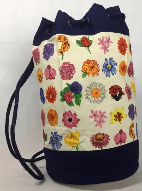 Large Canvas Duffle Bag -  Flower