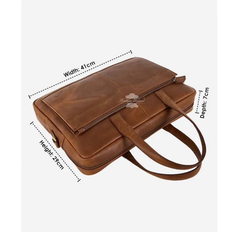 Leather Laptop Bag Briefcase Shoulder Bag Crazy Horse Office Travel Messenger Bag
