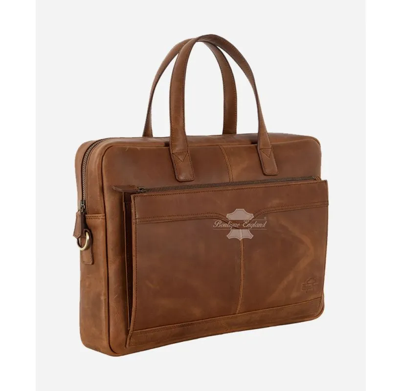 Leather Laptop Bag Briefcase Shoulder Bag Crazy Horse Office Travel Messenger Bag