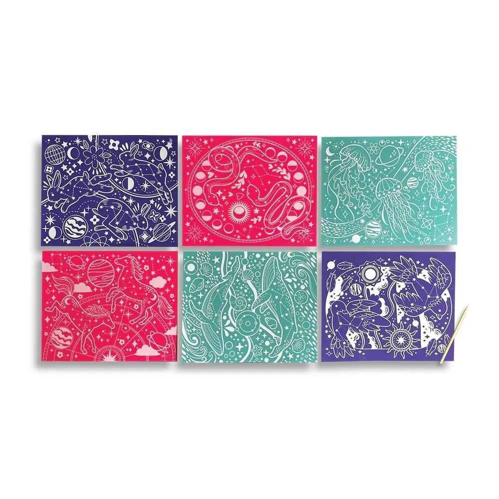 Ooly Scratch and Shine Foil Scratch Art Kit - Celestial Skies