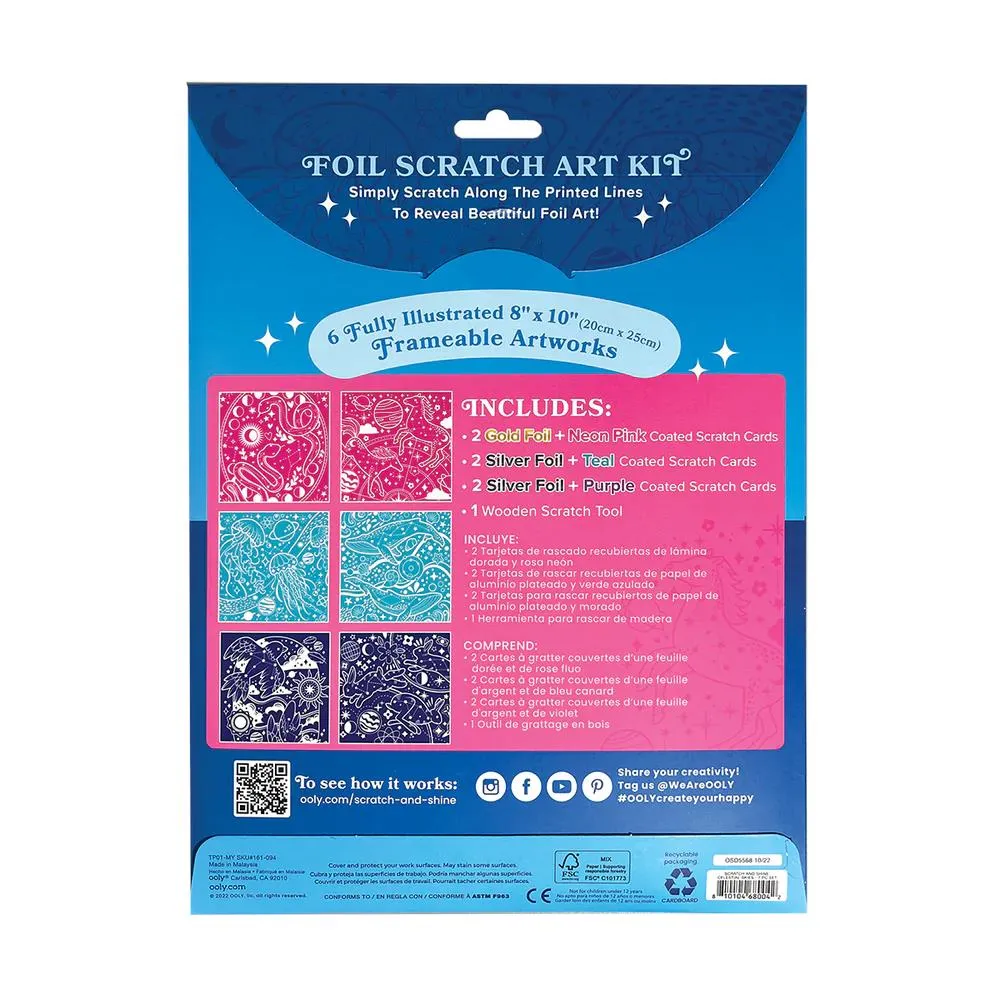 Ooly Scratch and Shine Foil Scratch Art Kit - Celestial Skies
