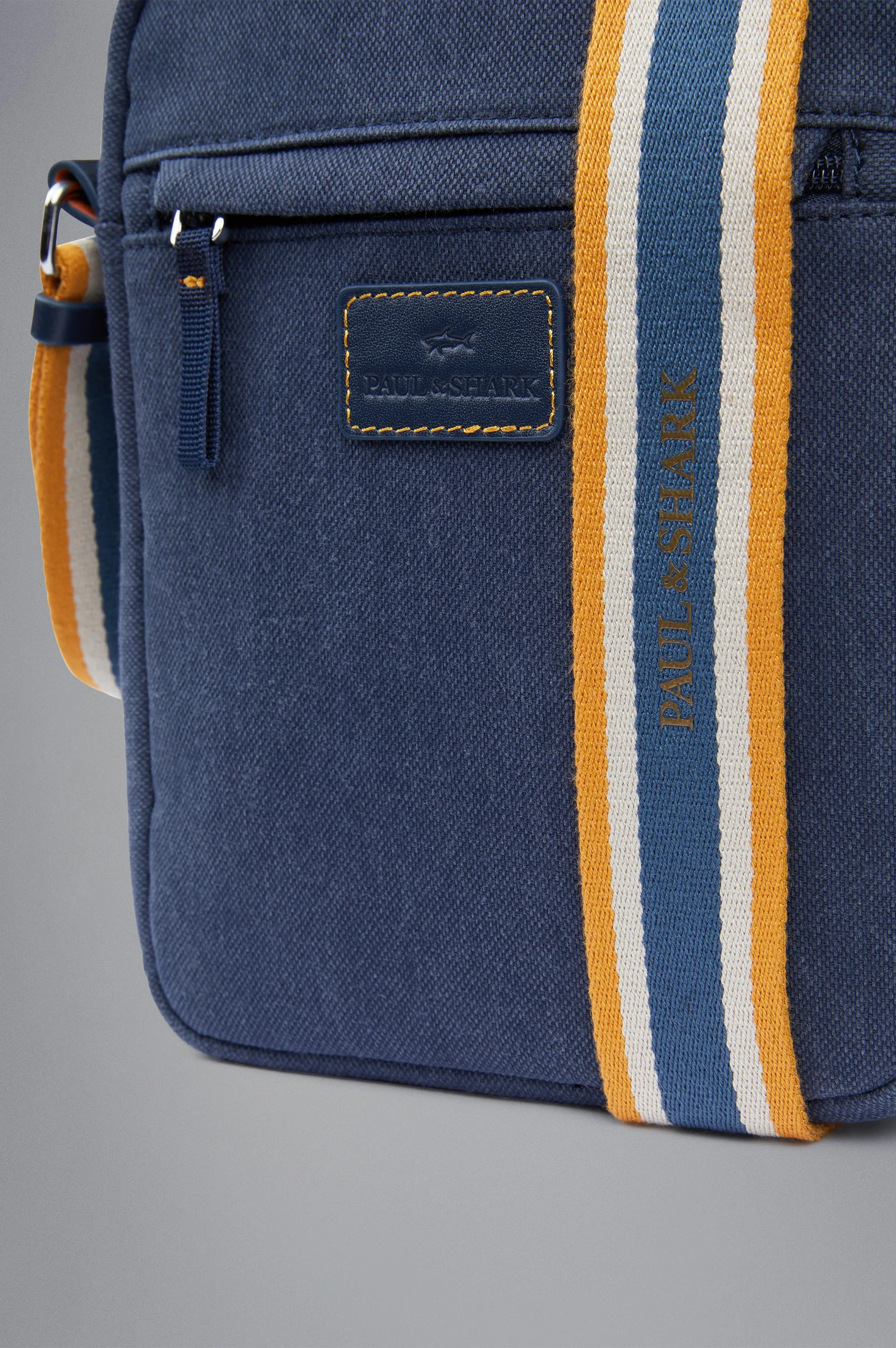 Paul & Shark Recycled Canvas Water-resistant Messenger Bag | Navy