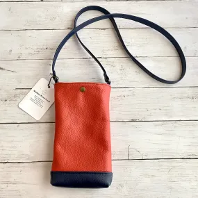 Phone Pouch in Orange Rust, Navy Blue