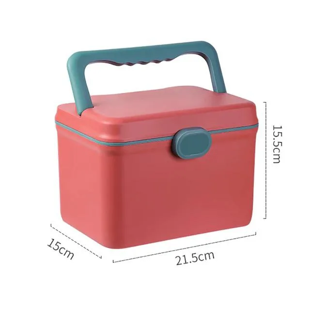 Portable Handle Double Layer Medicine Storage Box