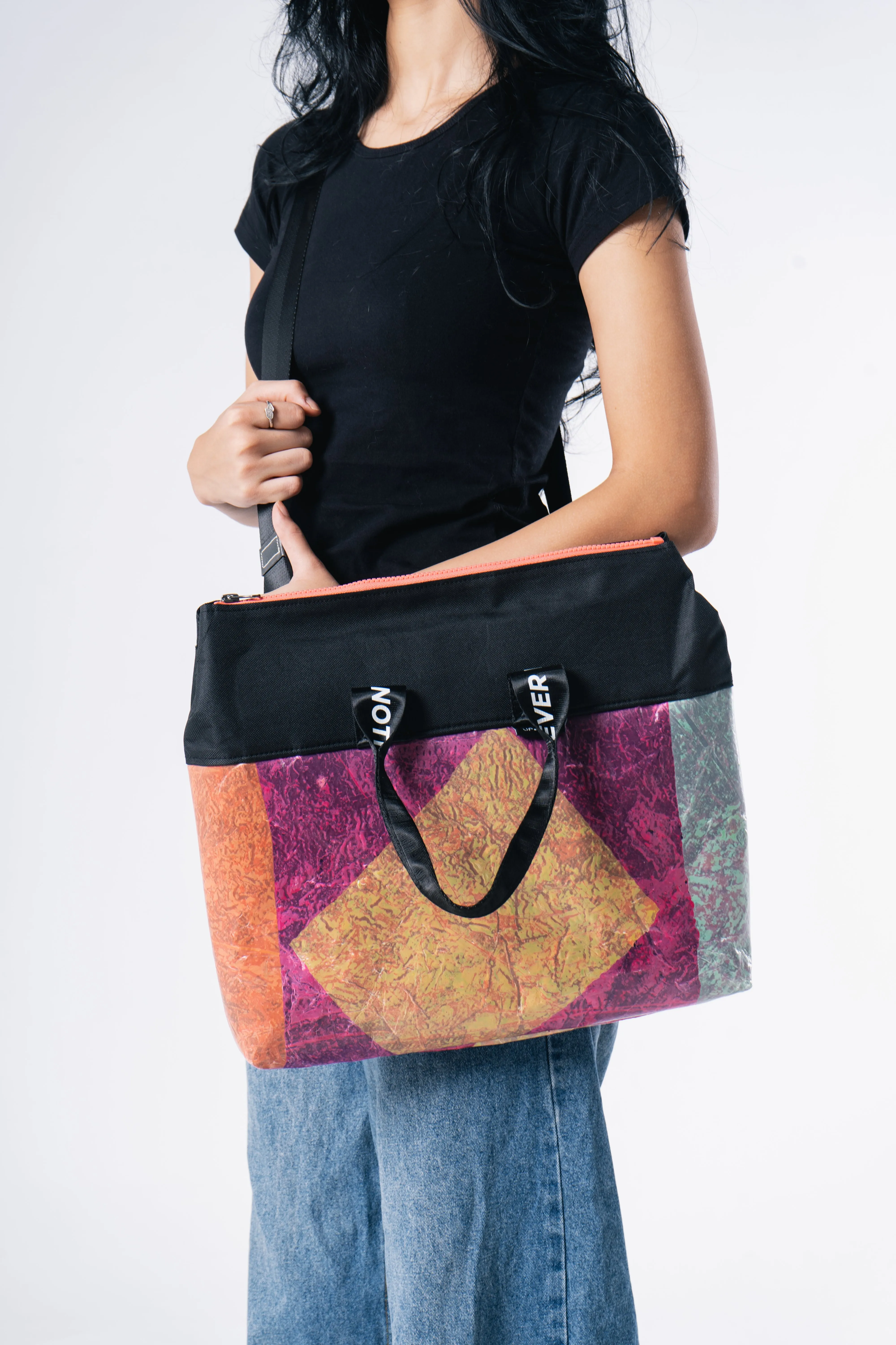 Practical Plastic Laptop Bag in Pink Blocks