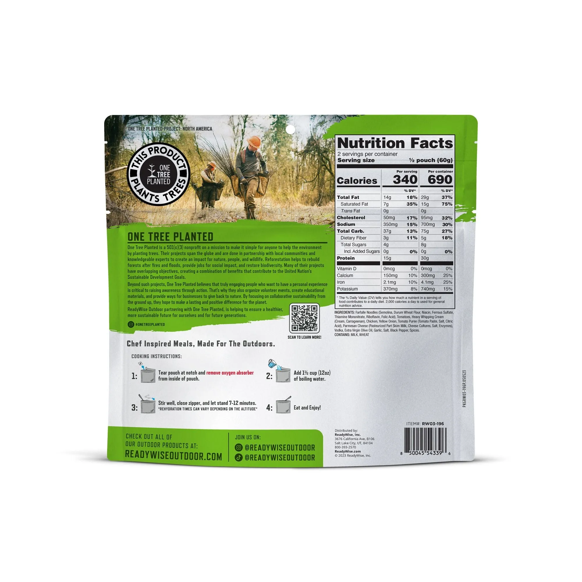 ReadyWise - Pro Adventure Meal Farfalle alla Vodka with Chicken - 6 Pack