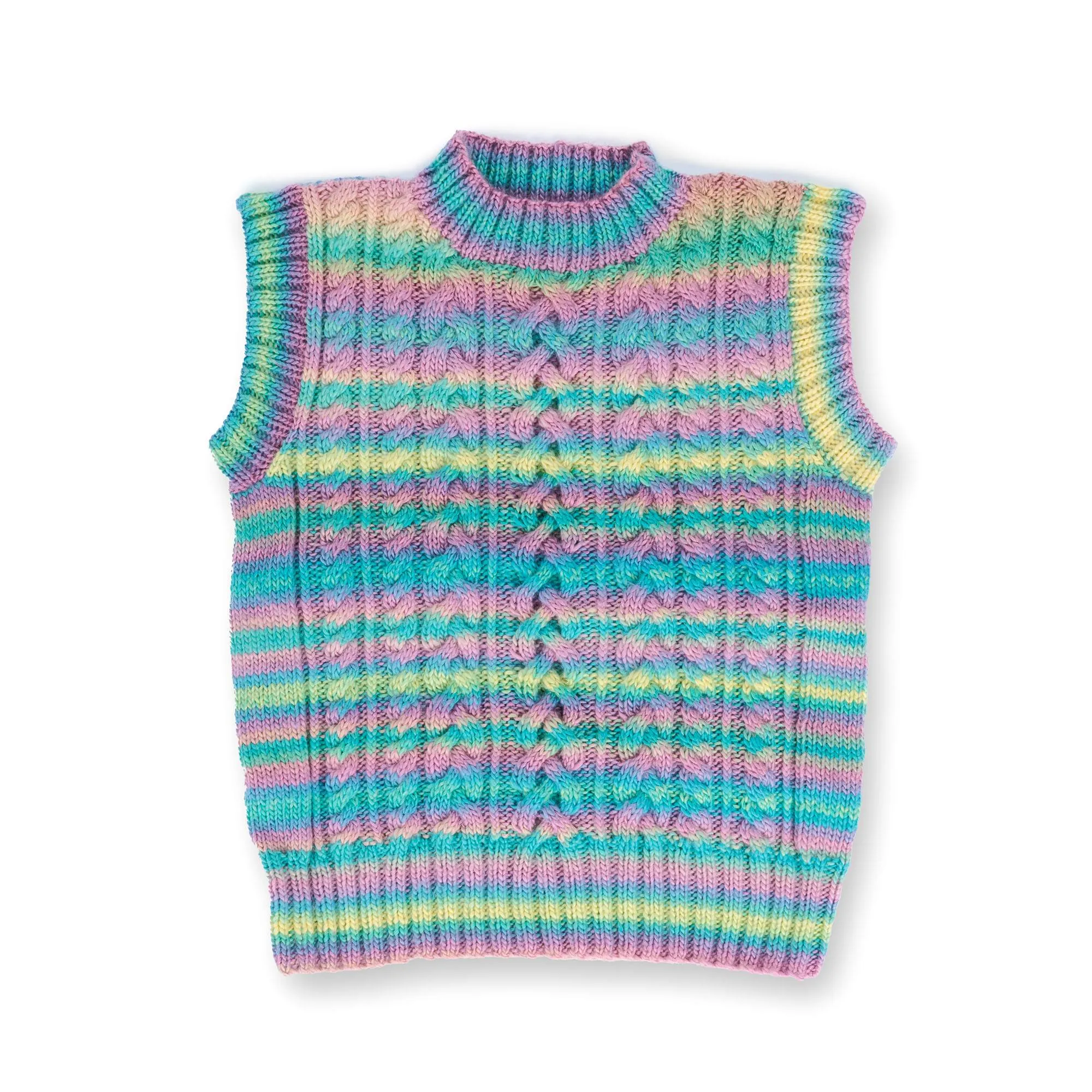 Red Heart Color Fade & Cables Knit Vest