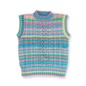 Red Heart Color Fade & Cables Knit Vest