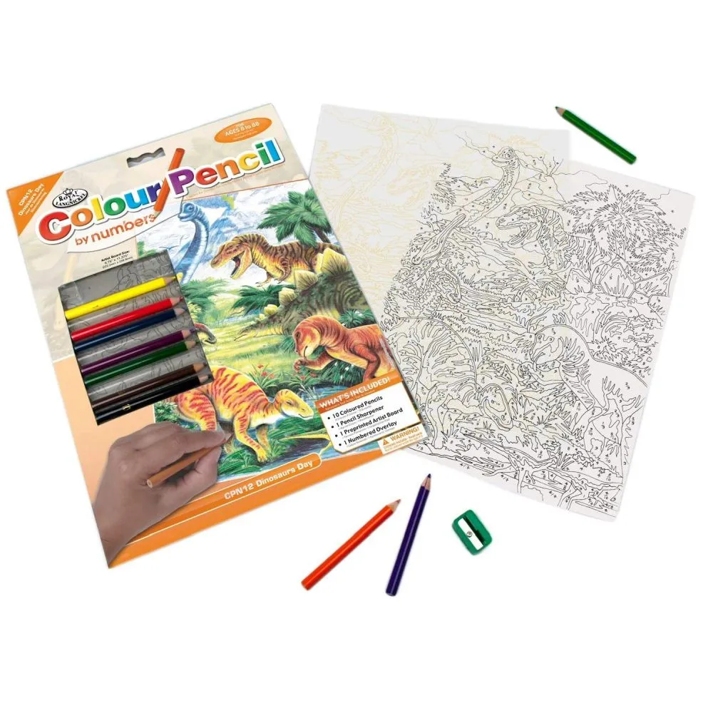 Royal & Langnickel Colour Pencil by Numbers Dinosaurs Day Design Set