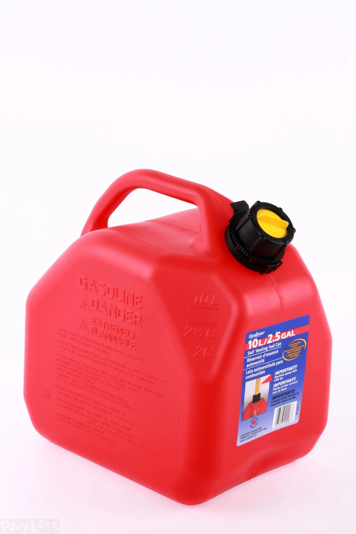 Scepter Petrol Fuel Can, 10 Lit, Self Venting Red