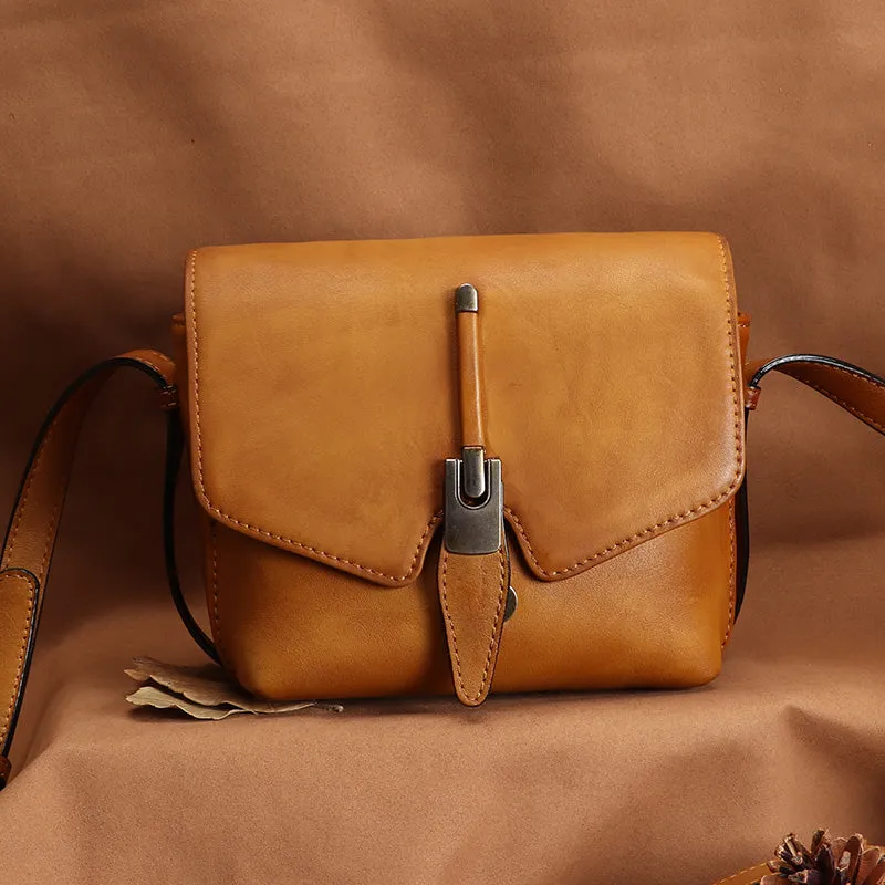 Small Ladies Brown Leather Satchel Bag Purse Crossbody Bag For Women